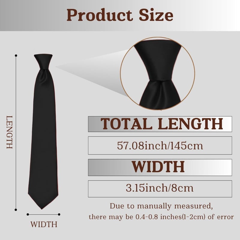 WOXVM Men's Ties Classic Solid Satin Tie Pure Color 3.15" Mens Necktie, Premium Formal Black Ties For Men Business & Wedding - Image 4
